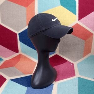 Nike Hat Black Cap Toddler Baby Size Adjustable Strapback White‎ Logo